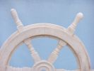 Classic Wooden Whitewashed Decorative Ship Steering Wheel 18""