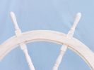 Classic Wooden Whitewashed Decorative Ship Steering Wheel 48""