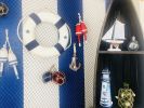 Classic White Decorative Lifering with Blue Bands 15""