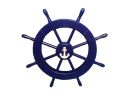 Dark Blue Decorative Ship Wheel with Anchor 18""