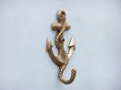 Antique Brass Anchor With Rope Hook 5""