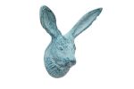 Rustic Dark Blue Whitewashed Cast Iron Decorative Rabbit Hook 5""