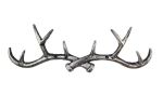 Rustic Silver Cast Iron Antler Wall Hooks 15""