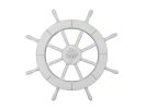 White Decorative Ship Wheel with Palm Tree 18""