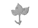 Whitewashed Cast Iron Birch Tree Leaves Decorative Metal Tree Branch Hooks 6.5""