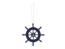Dark Blue Decorative Ship Wheel With Anchor Christmas Tree Ornament 6&quot;