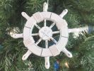Rustic White Decorative Ship Wheel With Starfish Christmas Tree Ornament 6""