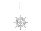 Rustic White Decorative Ship Wheel With Starfish Christmas Tree Ornament 6""