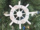Rustic White Decorative Ship Wheel Christmas Tree Ornament 6""