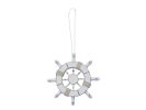 Rustic White Decorative Ship Wheel Christmas Tree Ornament 6""