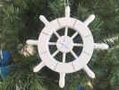 White Decorative Ship Wheel With Starfish Christmas Tree Ornament 6""