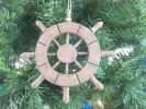 Rustic Wood Finish Decorative Ship Wheel Christmas Tree Ornament 6""