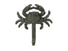 Antique Seaworn Bronze Cast Iron Wall Mounted Crab Hook 5""