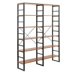 80.7" Double Wide 6-Shelf Bookcase Industrial Metal Storage Shelf