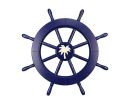 Dark Blue Decorative Ship Wheel with Palm Tree 18""