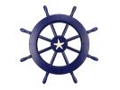 Dark Blue Decorative Ship Wheel with Starfish 18""
