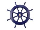 Dark Blue Decorative Ship Wheel with Seagull and Lifering 18""