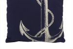 Blue and White Anchor Decorative Throw Pillow 14""