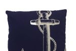 Blue and White Anchor Decorative Throw Pillow 14""