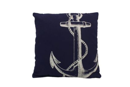 Blue and White Anchor Decorative Throw Pillow 14""