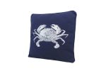 Navy Blue and White Crab Pillow 16""