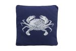 Navy Blue and White Crab Pillow 16""