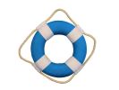 Vibrant Light Blue Decorative Lifering With White Bands Christmas Ornament 6""