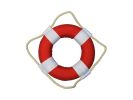 Vibrant Red Decorative Lifering With White Bands Christmas Ornament 6""
