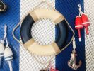 Vintage Blue and White Decorative Life Ring 20""