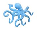 Rustic Light Blue Cast Iron Octopus Hook 11""