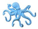 Rustic Light Blue Cast Iron Octopus Hook 11""
