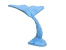Rustic Light Blue Cast Iron Decorative Whale Tail Hook 5""