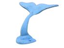 Rustic Light Blue Cast Iron Decorative Whale Tail Hook 5""