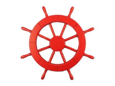 Red Decorative Ship Wheel 18""