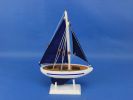Wooden Blue Sailboat with Blue Sails Christmas Tree Ornament 9""