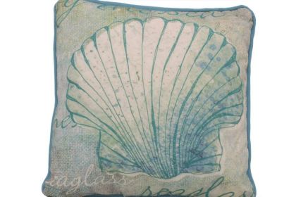 Blue and White Seashell Decorative Throw Pillow 10""