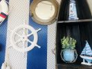 Classic Wooden Whitewashed Decorative Ship Steering Wheel 18""