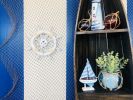 Rustic White Decorative Ship Wheel With Anchor 12""