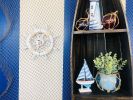 Rustic White Decorative Ship Wheel With Seagull 12""