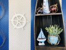 Classic Wooden Whitewashed Decorative Ship Steering Wheel 12""