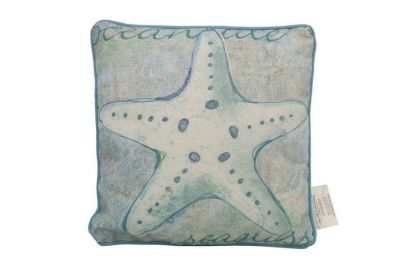 Blue and White Starfish Decorative Throw Pillow 10""