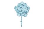 Rustic Dark Blue Whitewashed Cast Iron Decorative Rose Hook 7""