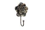 Rustic Gold Cast Iron Decorative Rose Hook 7""