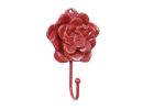 Rustic Red Cast Iron Decorative Rose Hook 7""