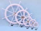 Deluxe Class White Wood and Chrome Ship Decorative Steering Wheel 24""