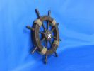 Rustic Wood Finish Decorative Ship Wheel with Starfish 18""