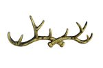 Rustic Gold Cast Iron Antler Wall Hooks 15""