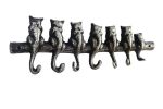 Rustic Silver Cast Iron Cat Wall Hooks 13""