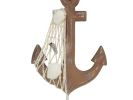 Wooden Rustic Decorative Anchor with Hook 7""