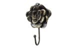 Rustic Gold Cast Iron Decorative Rose Hook 7""